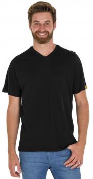 T-Shirt ESD, Kurzarm, schwarz, V-Ausschnitt