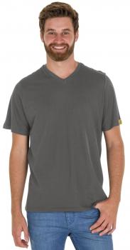 T-Shirt ESD, Kurzarm, anthrazit, V-Ausschnitt