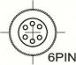 Preview: The image displays a circular representation with six points evenly distributed. A horizontal and vertical line intersect in the center. Below it reads "6PIN".