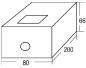 Preview: The image depicts a rectangular cuboid with dimensions 200 mm (length), 80 mm (width), and 66 mm (height). There is a circular cutout on one of the short sides. There is a rectangular window on the top.
