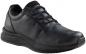 Preview: The image shows a black, comfortable leather shoe with a flat sole. It has a simple design with laces and is suitable for everyday wear.