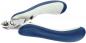 Preview: The image shows a nail clipper with blue, ergonomic handles and a sharp, curved blade. The blades are made of metal and are shiny. Ideal for precise cutting.