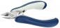 Preview: The image shows a sturdy, ergonomically shaped pair of pliers with blue rubber grips and a metallic cutting edge. The blades are narrow and sharp, ideal for cutting.