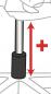 Preview: The image shows a mechanism with a black base and a silver rod element. A red arrow indicates the upward movement for adjusting the height.