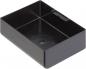 Preview: The image shows a rectangular, black plastic box. It has high walls and a smooth surface, with a partition in the middle and a small hole in the bottom.