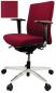 Preview: The office chair has a red upholstery with armrests and an adjustable backrest. It stands on a five-pronged stable base and has casters for mobility.