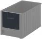 Preview: A rectangular, gray plastic container with vertical grooves. One side has a transparent, dark front with a label area. The container stands on a flat base.