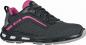 Preview: The shoe is a sport or casual shoe made of lightweight, black material. It has a textured surface, pink accents, and a grippy sole. The laces are black.