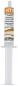 Preview: The image shows a syringe with a white plastic cap. The syringe contains a pasty substance, which is labeled with an orange and black-and-white sticker marked "HTS".