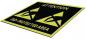 Preview: The image shows a rectangular mat with a black background. In the center, it reads "ATTENTION" and "ESD-PROTECTED AREA" in yellow font. There are two warning symbols in the form of stylized triangles.