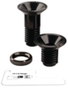 Preview: The image shows two black, conical screws with threads and a round washer. Next to it lies a small measuring template labeled "FT-710 Gauge".