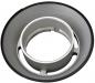 Preview: The image shows a round metal ring with an inner recess. The ring is gray in color and features openings on the sides. The edges are smooth and even.