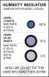 Preview: Das Bild zeigt einen Feuchtigkeitsindikator mit drei runden Symbolen in verschiedenen Farben (blau, lila, schwarz) und Prozentangaben. Hinweise zur Handhabung und Bäketemperaturen sind darunter.