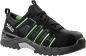 Preview: The shoe is a black half-shoe with green and gray design. It has a sturdy, non-slip sole and is well-suited for work, with practical laces.
