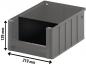 Preview: The image shows a gray, rectangular plastic box. It measures 219 mm in width and 129 mm in height. The walls are tall, with an open front.