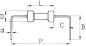Preview: The image displays a technical drawing of a component with a cylindrical center, surrounded by two extending wires. Dimensions for various parts are specified: L, C, B, D, d, and P.