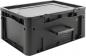 Preview: The box is rectangular and made of durable, black plastic. It has a flat lid and side grips for easy carrying. Ideal for storage.