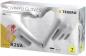 Preview: The packaging displays a box with transparent PVC gloves. Two hands form a heart on the front, while the product information is printed above and below.