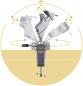 Preview: The image shows a flexible mounting system with multiple movable parts that can rotate around a central axis. It allows for 90° and 360° rotations and stability through a screw mechanism.
