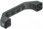 Preview: The image shows a short, curved handle made of black plastic. It has two square ends with openings and a ridged area in the middle for better grip.