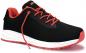 Preview: The shoe is lightweight and sporty, predominantly black with red laces and a white sole. The shape is modern and ergonomic for comfort while running.
