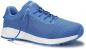 Preview: The shoe is sporty and sleek, predominantly in bold blue with a breezy mesh material. The sole is white with a blue underside. It has laces and a modernly designed shape.