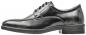 Preview: Der Schuh ist ein schwarzer, glatter Lederschuh mit einer klassischen Form. Er hat eine flache Laufsohle und eine schlichte Schnürung. Ideal für formelle Anlässe.