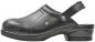 Preview: The image shows a black leather clog with a narrow, padded strap at the back. The sole is sturdy and slip-resistant, ideal for everyday use or the workplace.