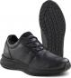 Preview: The image shows a black leather shoe with laces and a grippy rubber sole. The shoe has a sleek, sporty shape and a comfortable sole for everyday and casual wear.