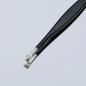 Preview: The image shows a black metal tweezer with a special pointed, slightly curved working surface. The grip area is non-slip and has a wavy pattern.