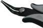 Preview: The image shows a black pair of pliers with gray handles. The pliers have two long, narrow tips that are angled to each other. A metal button connects the tips.