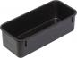 Preview: The image shows an elongated, narrow tray made of black plastic. It has smooth walls and an open top, ideal for storage or displaying items.