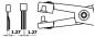 Preview: The image displays technical drawings of electrical connections. On the left, two plugs with a square shape and multiple pins. On the right, a pair of pliers for connection, with measurements.