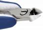 Preview: The image shows a metal nail clipper pliers. It has a sharp, curved blade and a blue, rubberized handle that ensures comfort. The mechanism is visible.