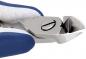 Preview: The image shows a nail clipper cutting edge with a shiny, sharp blade and an ergonomic handle. The handle is blue in color and provides a better grip.