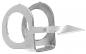 Preview: The image shows a small, silver metal clip with two rings and a pointed end protruding on one side. It is often used for fastening or holding.