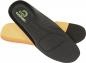 Preview: The image shows two black insoles for shoes. The insoles have a textured surface and are orange at the heel and toe area. A logo is visible.