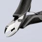 Preview: The image shows a nail or side cutter pliers. It has a sharp, chrome-plated edge and a black, rubberized handle for better grip. The pliers are half-open.