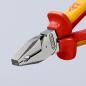 Preview: The image shows a pair of pliers with non-slip, red handles and a metallic head. The head has a serrated area and a pointed shape, ideal for gripping and cutting.