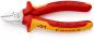 Preview: The image shows a red and yellow pliers with a smooth, sharp cutting edge. It is insulated, suitable for work on electrical installations, and bears the brand "KNIPEX".