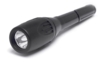 Preview: The image shows a black flashlight. It has a spherical head from which the light shines, and an elongated, straight handle. The surface is smooth with a non-slip area.