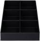 Preview: Das Bild zeigt eine schwarze Organizer-Box mit acht rechteckigen Fächern. Die Fächer sind gleichmäßig angeordnet, ideal zur Aufbewahrung von kleinen Gegenständen.