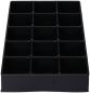 Preview: Das Bild zeigt eine schwarze, rechteckige Box mit 15 gleich großen Fächern, die in drei Reihen und fünf Spalten angeordnet sind. Sie hat glatte Kanten und eine flache Unterseite.