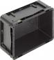 Preview: The image shows a black plastic box with a rectangular shape. It has an open front, a flat top, and is sturdily constructed, ideal for storing items.