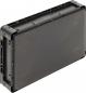 Preview: The image displays a rectangular, flat, black plastic container. It has rounded edges and a smooth surface. The container is visible from the side, featuring a sturdy rim.