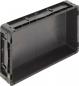 Preview: It is a rectangular, black plastic box. It has a smooth surface and on the sides are grips or handles. The box is open and has no lid. It appears sturdy and functional.