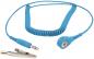 Preview: The image shows a blue, spiral-shaped cable with a clip on one end and a round connection on the other side. It is probably used for grounding or connecting.
