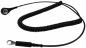 Preview: The image shows a coiled black cable. At one end, there is a round plug, and at the other end, a flat eyelet. The cable appears flexible and is about one meter long.