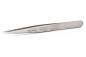 Preview: The image shows a pointed metallic tweezer. It has a smooth, matte surface and an elongated shape. There is a logo on the handle.