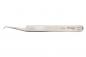 Preview: The image shows a stainless steel tweezer with a narrow, slightly curved tip. It has a flat, ridged surface for better grip and is labeled with the brand "Weller".